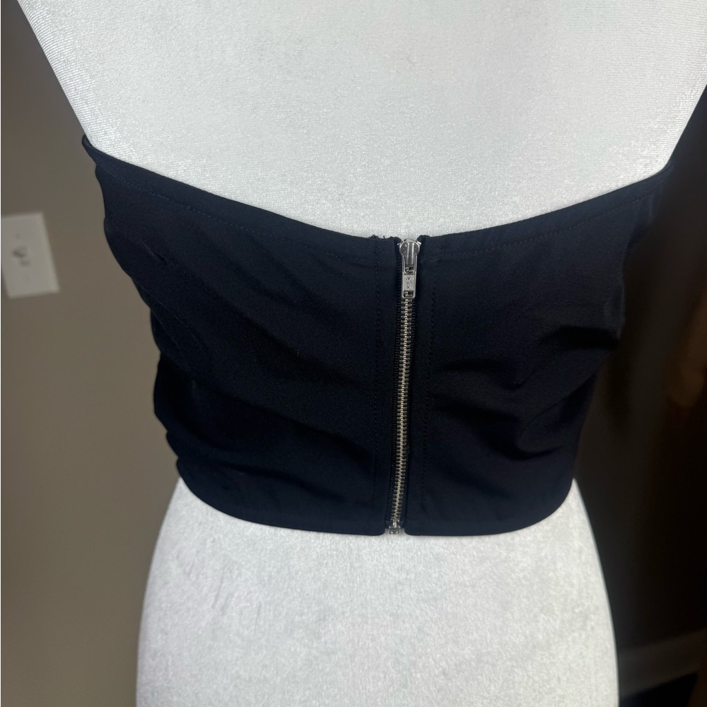 AKIRA Black Deep Plunge Crop Top Clubwear Bustier M - Picture 4 of 5